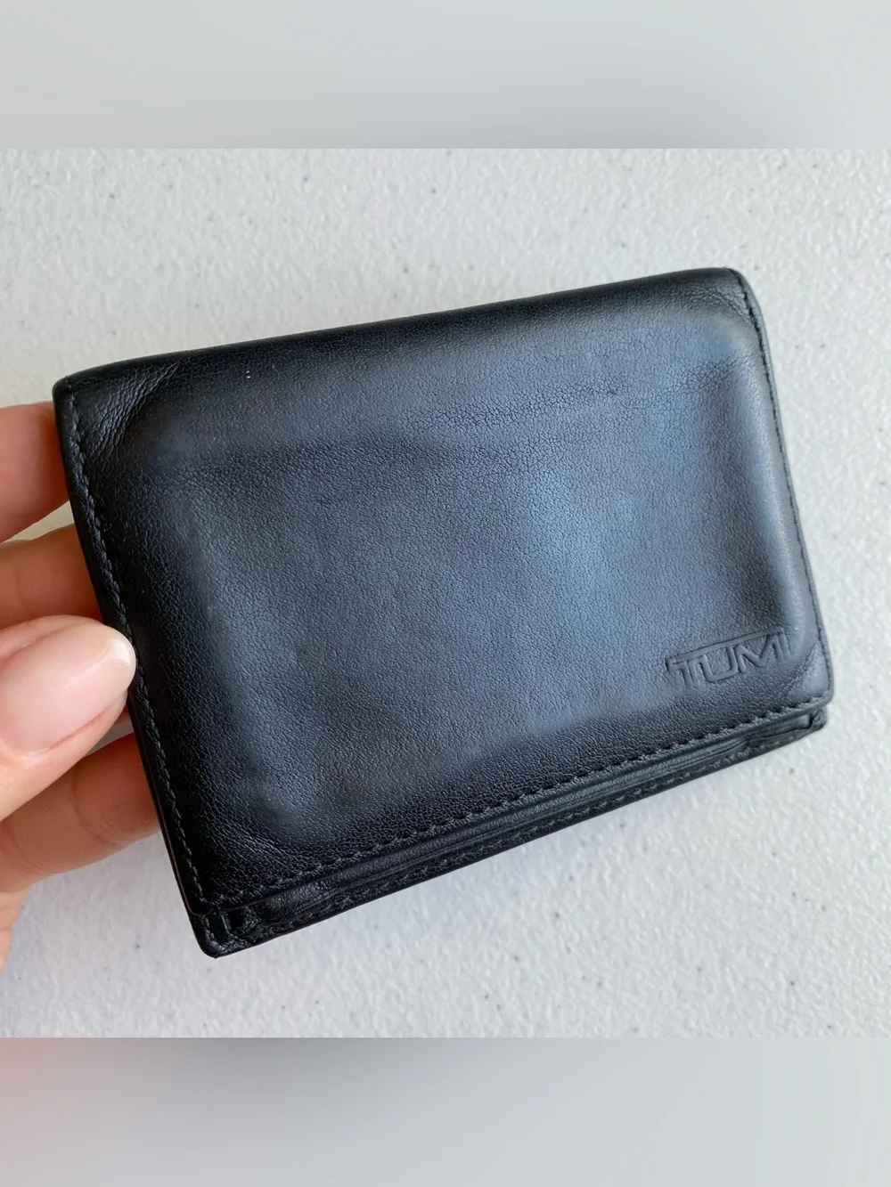 Tumi Black Genuine Leather Card Slit Small Square Wallet